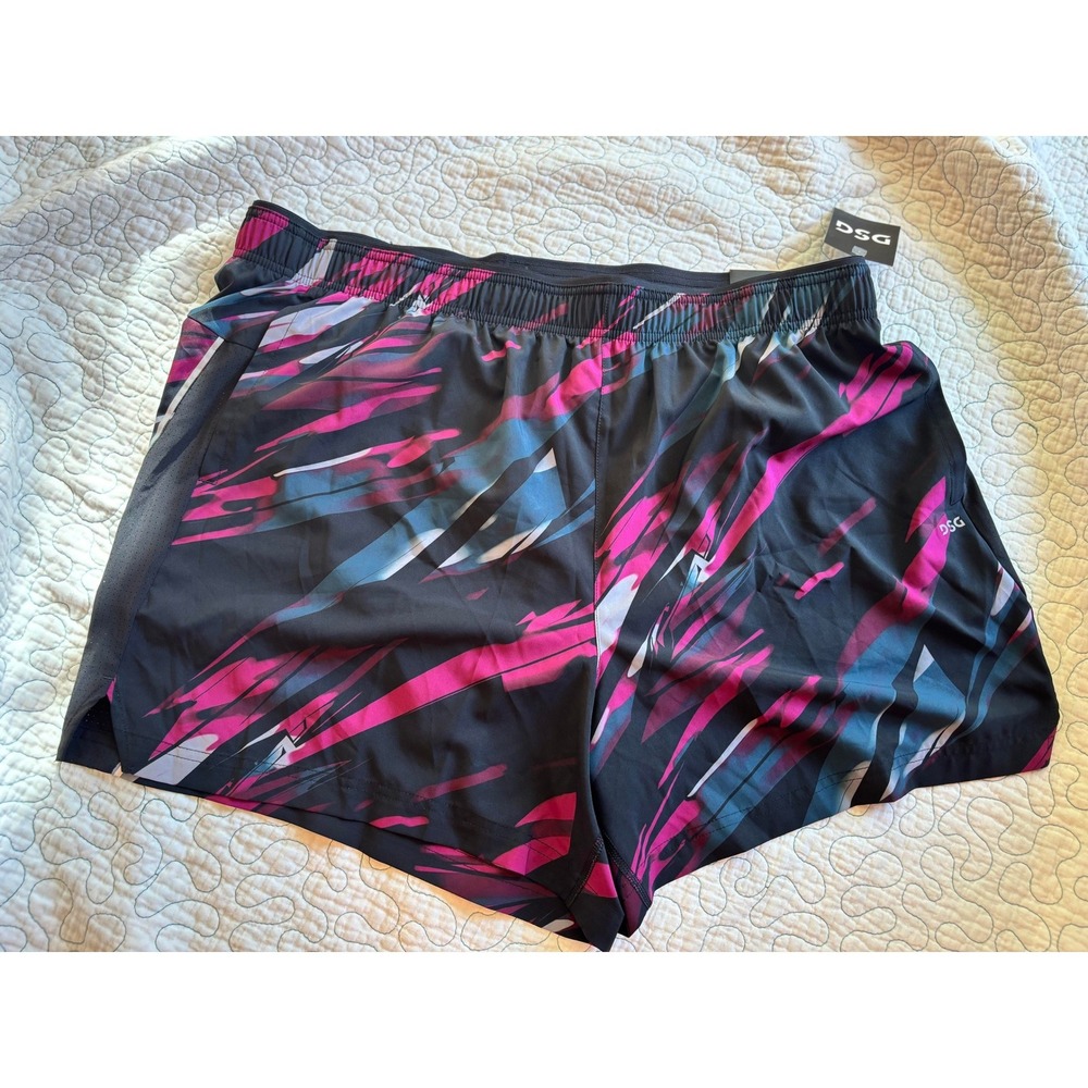 DSG‎ Mens 5" Stride Short XXL Black Pink Blue Abstract Print